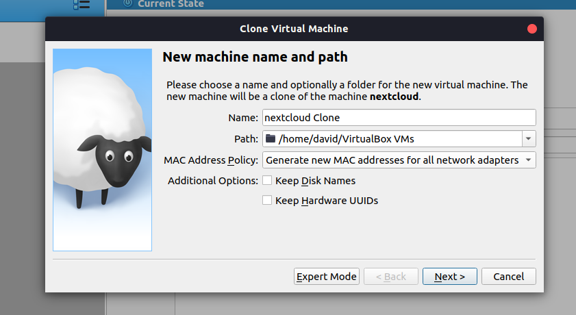 Virtualbox klonen einer VM